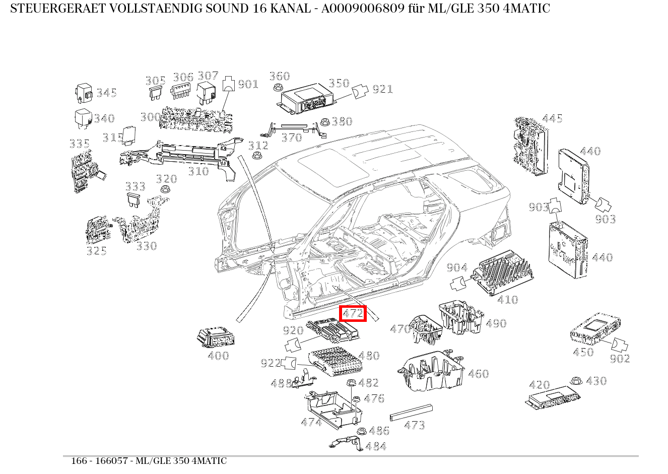 Steuergerät vollständig SOUND 16 KANAL ML/GLE 350 4MATIC 166