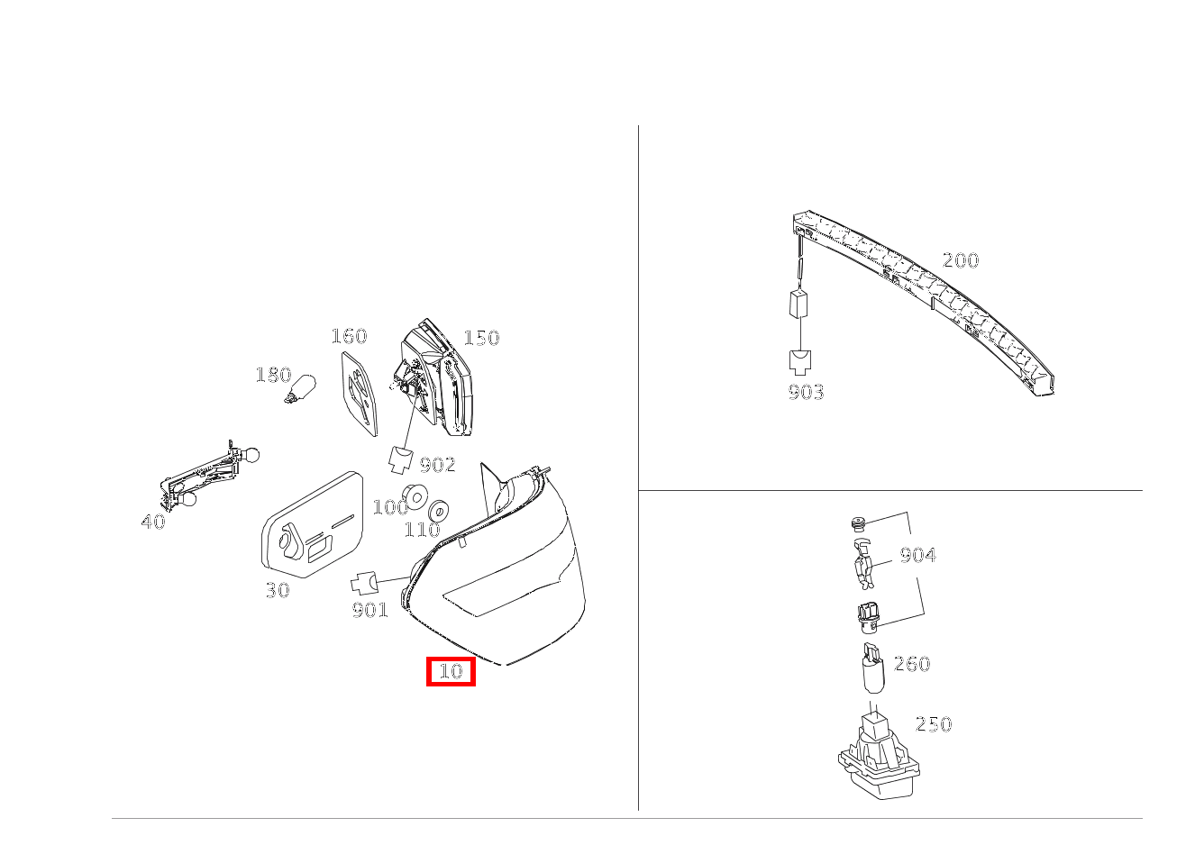 Heckleuchte LINKS AUSSEN E350CDI 4M BE 212