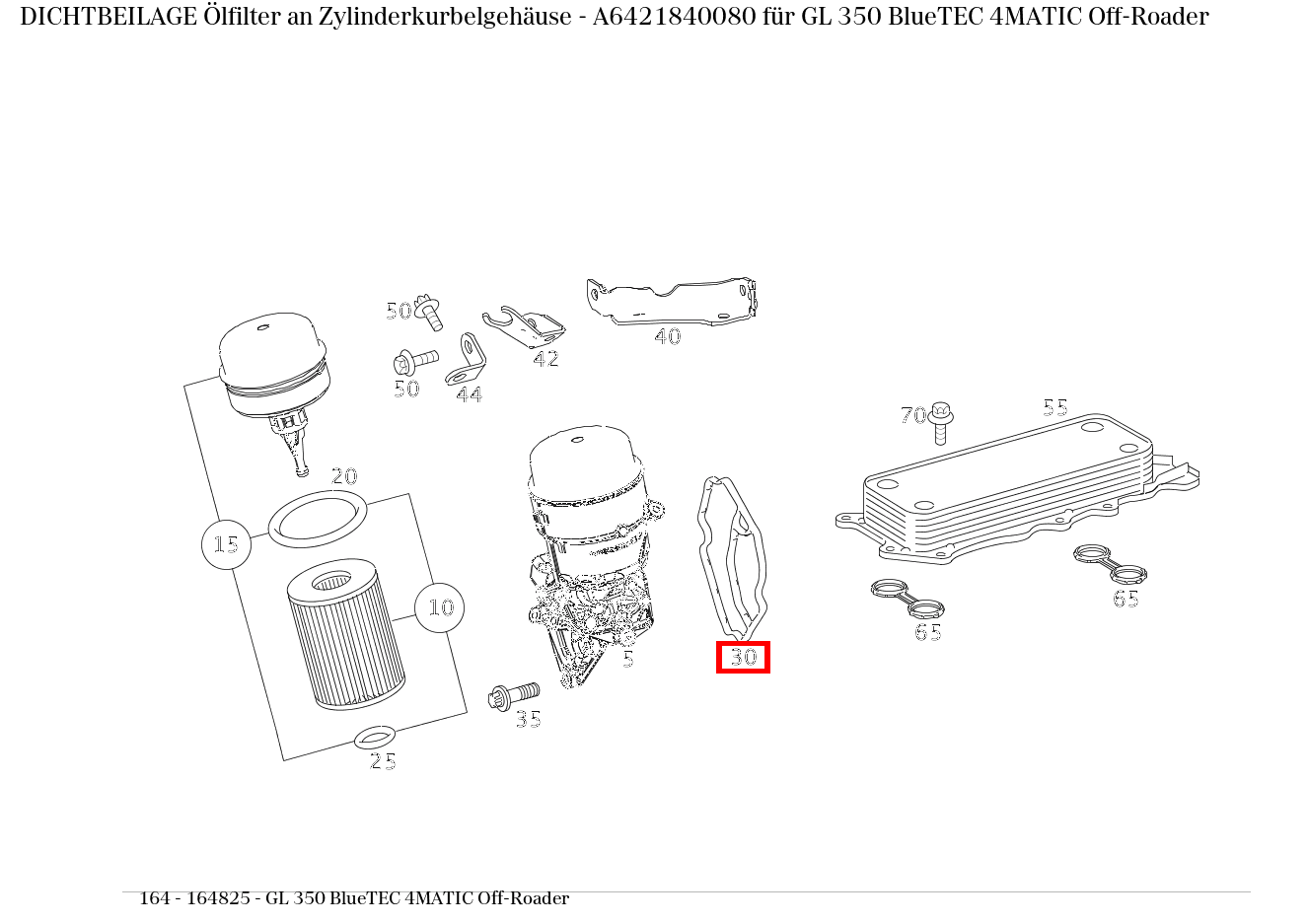 Dichtbeilage Ölfilter an Zylinderkurbelgehäuse GL 350 BlueTEC 4MATIC Off-Roader 164
