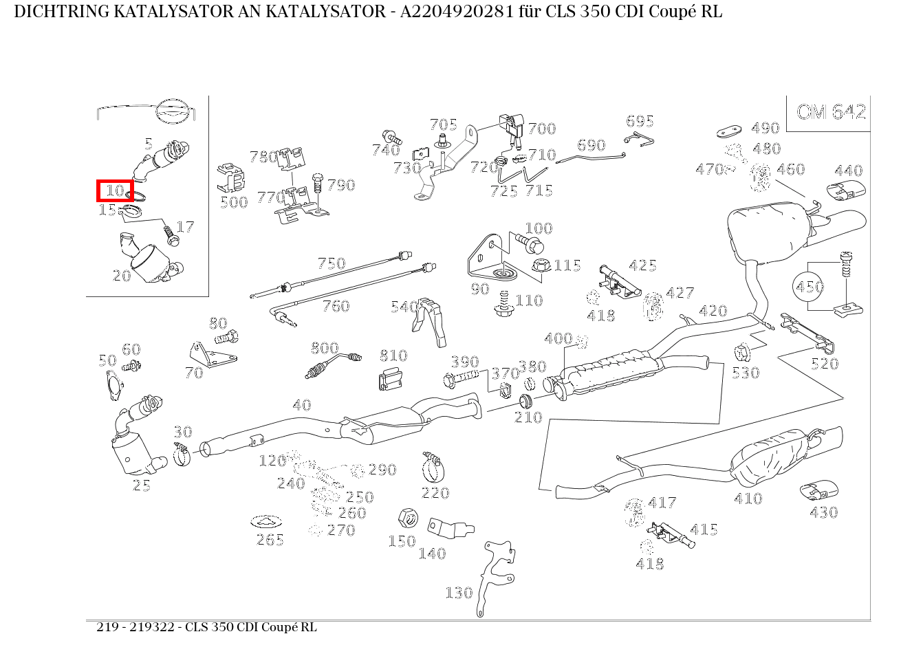 Dichtring KATALYSATOR AN KATALYSATOR CLS 350 CDI Coupé RL 219