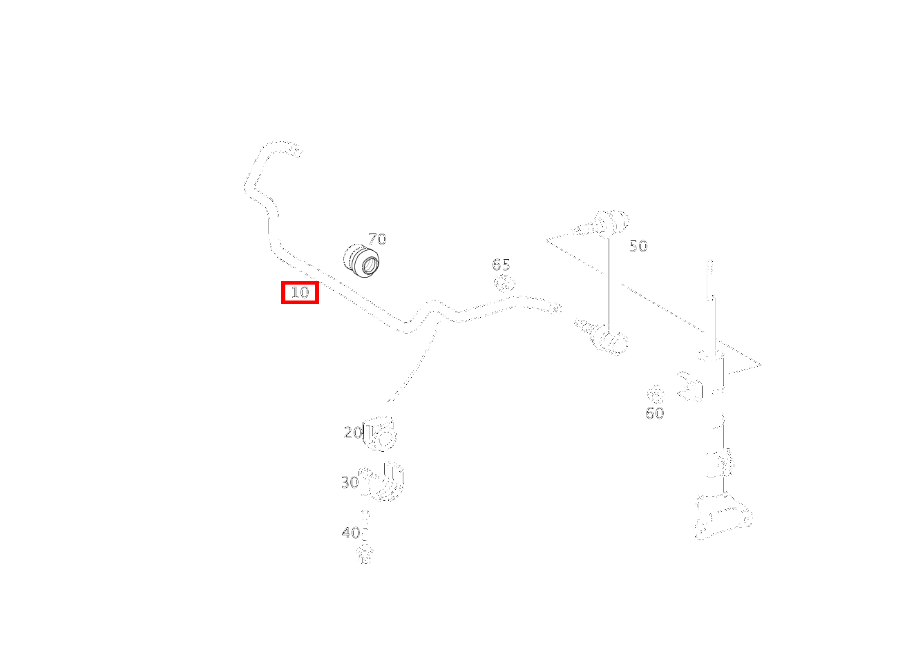 Drehstab VORN, MIT GUMMILAGER; D= 22 MM E 200 T-Limousine 210