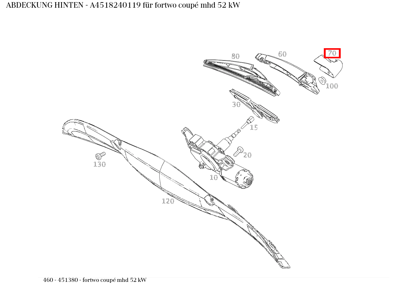 Abdeckung HINTEN fortwo coupé mhd 52 kW 460