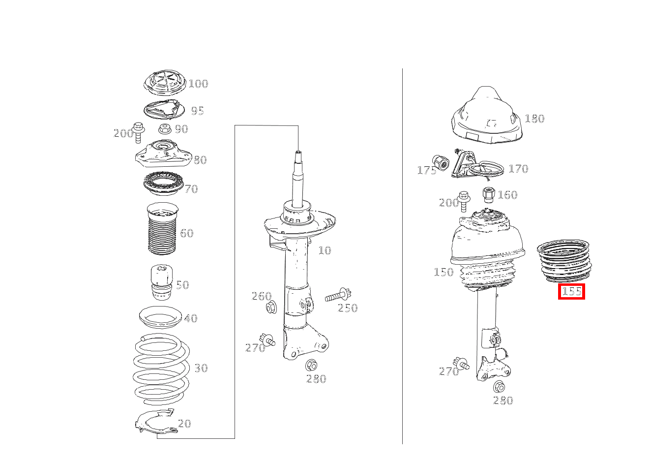 Elastomermanschette Staubschutz E 200 Limousine 213