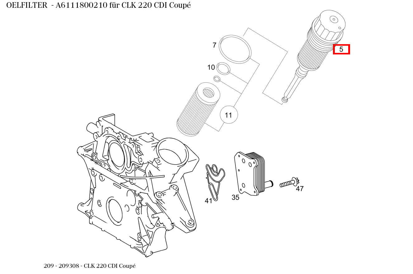 Ölfilter CLK 220 CDI Coupé 209