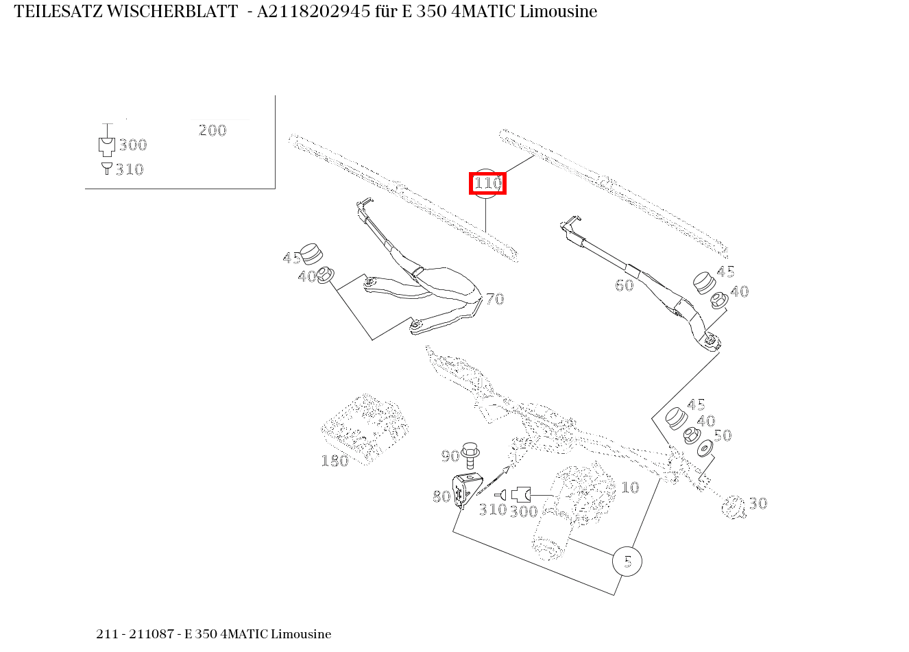 Teilesatz Wischerblatt E 350 4MATIC Limousine 211