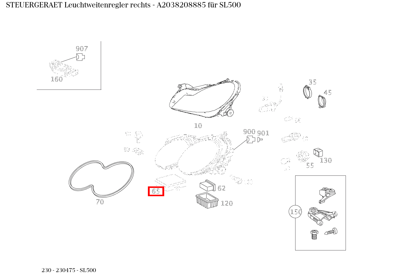 STEUERGERAET Leuchtweitenregler rechts SL500 230