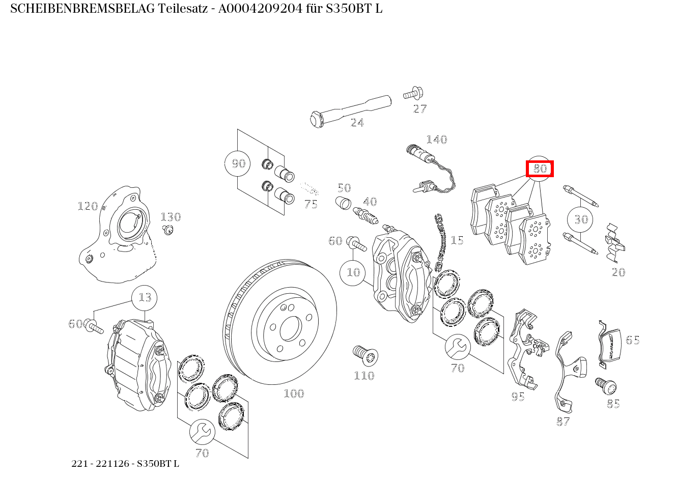 Scheibenbremsbelag Teilesatz S350BT L 221 Scheibenbremsbelag Teilesatz S350BT L 221