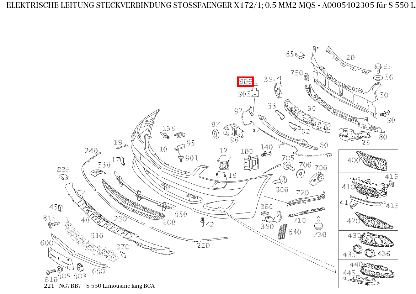 Elektrische Leitung STECKVERBINDUNG STOSSFAENGER X172/1; 0.5 MM2 MQS S 550 Limousine lang BCA 221 Elektrische Leitung STECKVERBINDUNG STOSSFAENGER X172/1; 0.5 MM2 MQS S 550 Limousine lang BCA 221