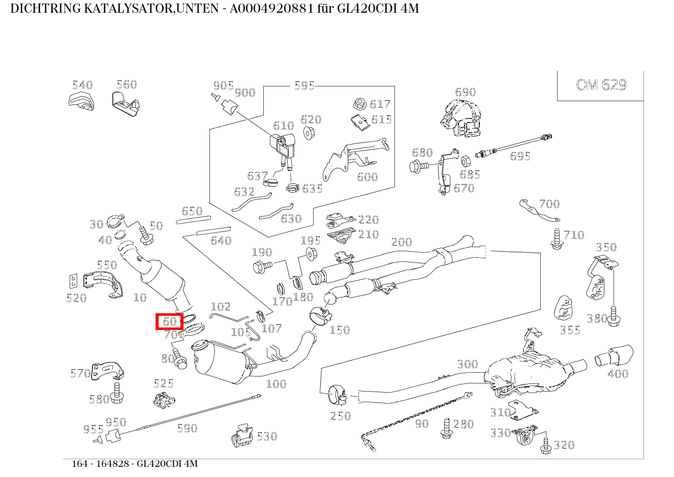 Dichtring KATALYSATOR,UNTEN GL420CDI 4M 164