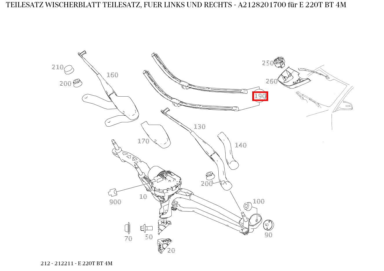 Teilesatz Wischerblatt TEILESATZ, FUER LINKS UND RECHTS E 220T BT 4M 212 Teilesatz Wischerblatt TEILESATZ, FUER LINKS UND RECHTS E 220T BT 4M 212
