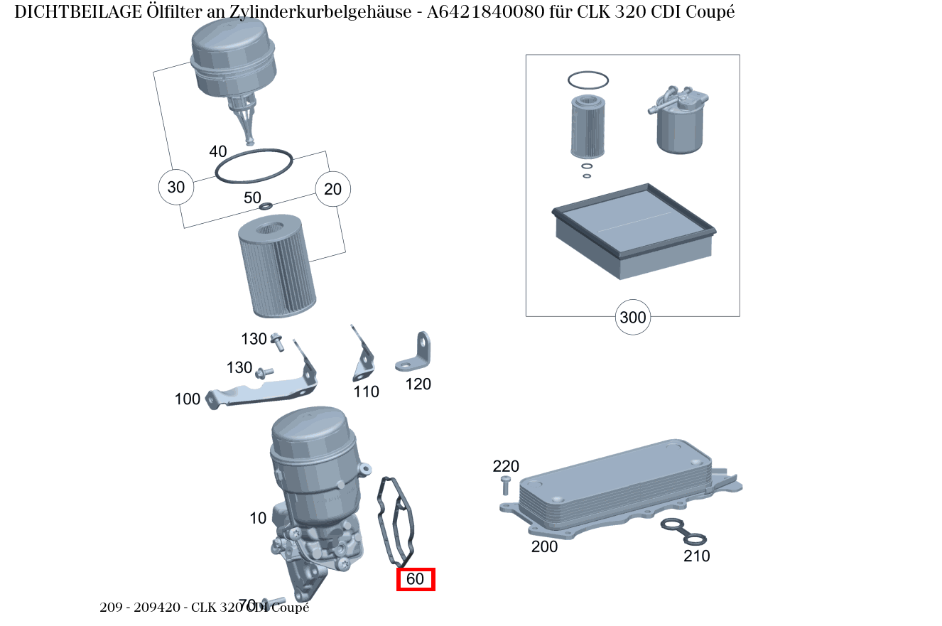 Dichtbeilage Ölfilter an Zylinderkurbelgehäuse CLK 320 CDI Coupé 209