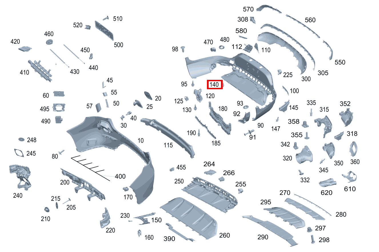 STECKMUTTER An Heckmittelstück Mercedes-AMG GLC 63 S 4MATIC+ Coupé 253
