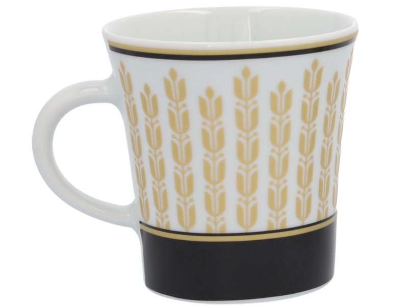 Kaffeebecher, 300 ml schwarz / weiß / goldfarben, Porzellan, 300 ml