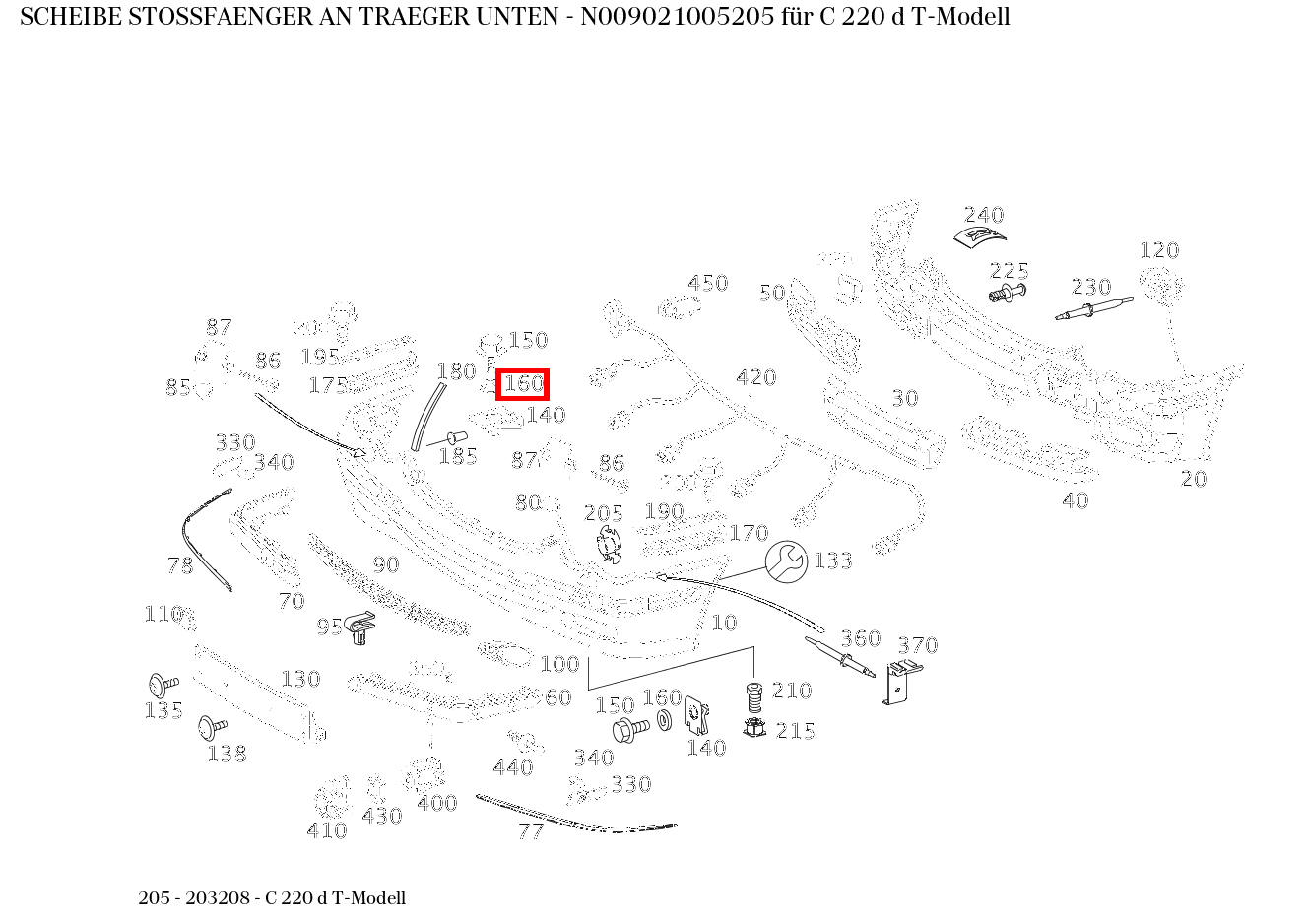 Scheibe STOSSFAENGER AN TRAEGER UNTEN C 220 d T-Modell 205