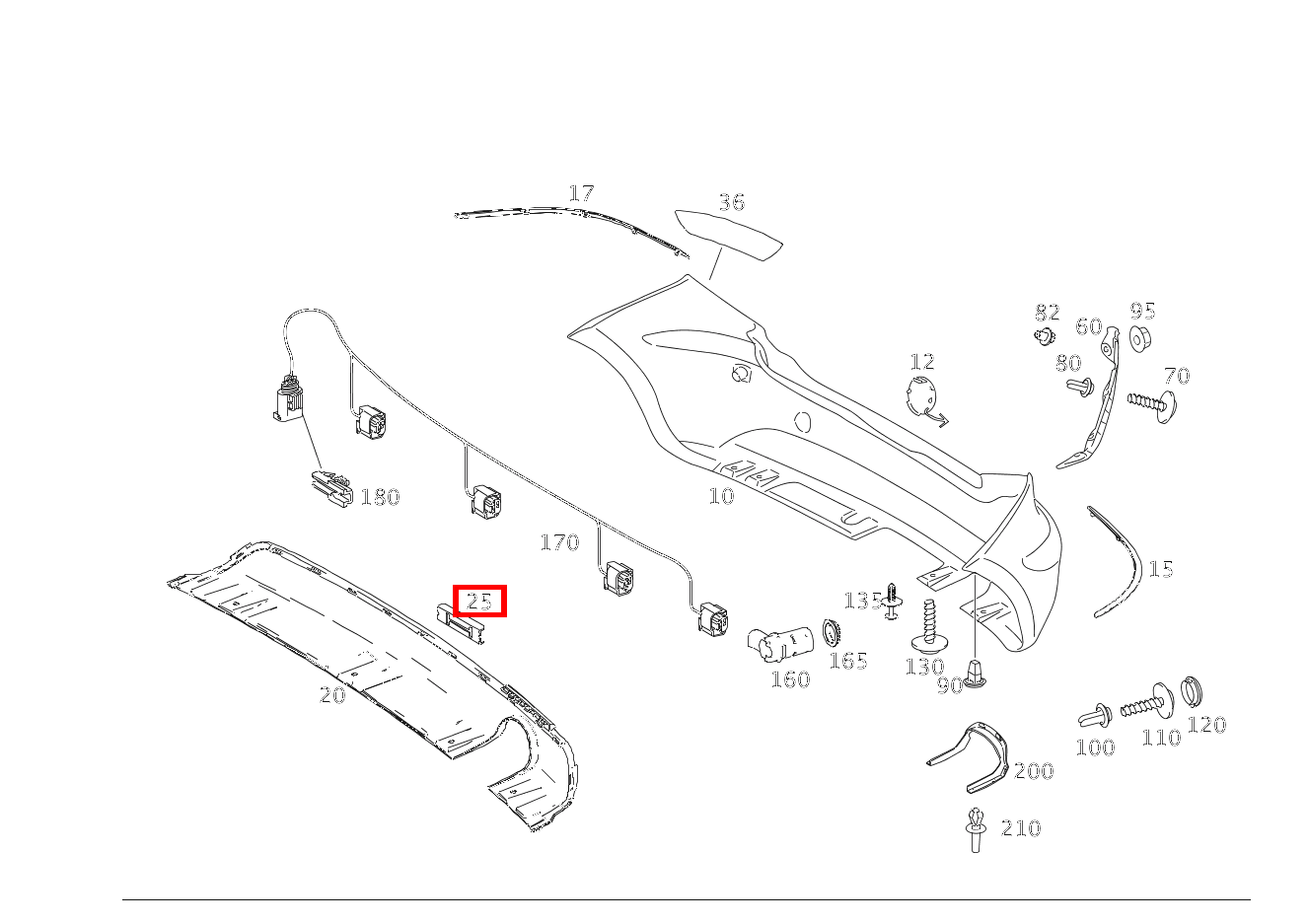 Befestigungsklammer STOSSFAENGER-UNTERTEIL A 200 TURBO COUPE 169
