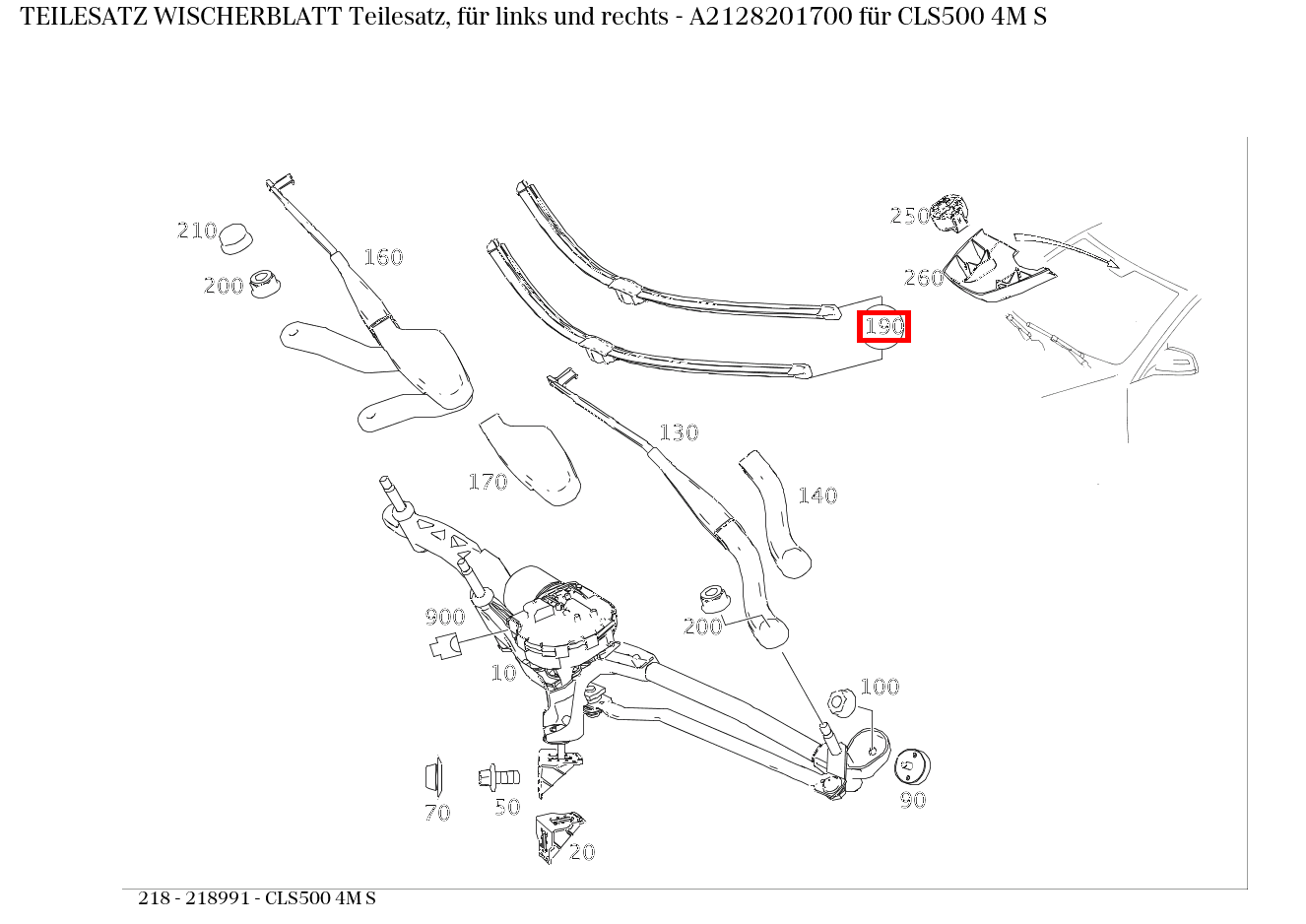 Teilesatz Wischerblatt Teilesatz, für links und rechts CLS500 4M S 218 Teilesatz Wischerblatt Teilesatz, für links und rechts CLS500 4M S 218