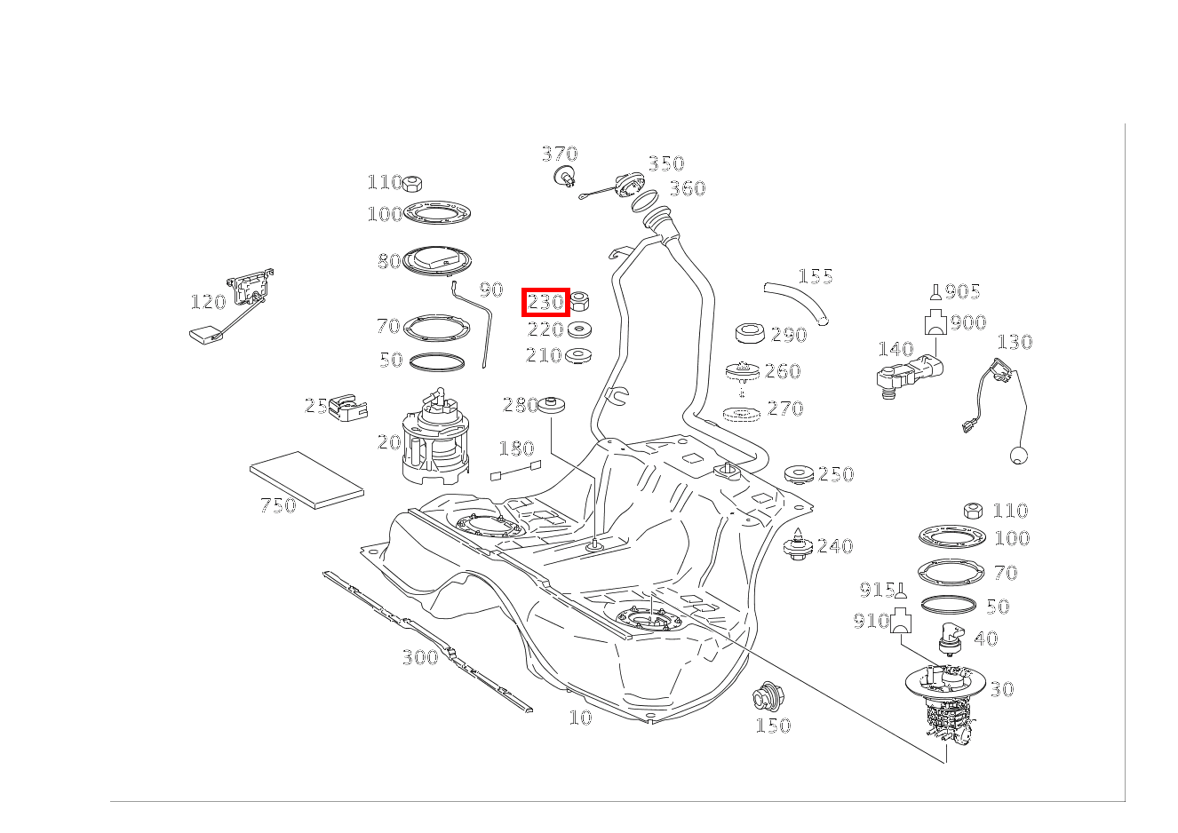 Sechskantmutter Befestigung Kraftstoffbehälter; M8 CL500 4M BE 216