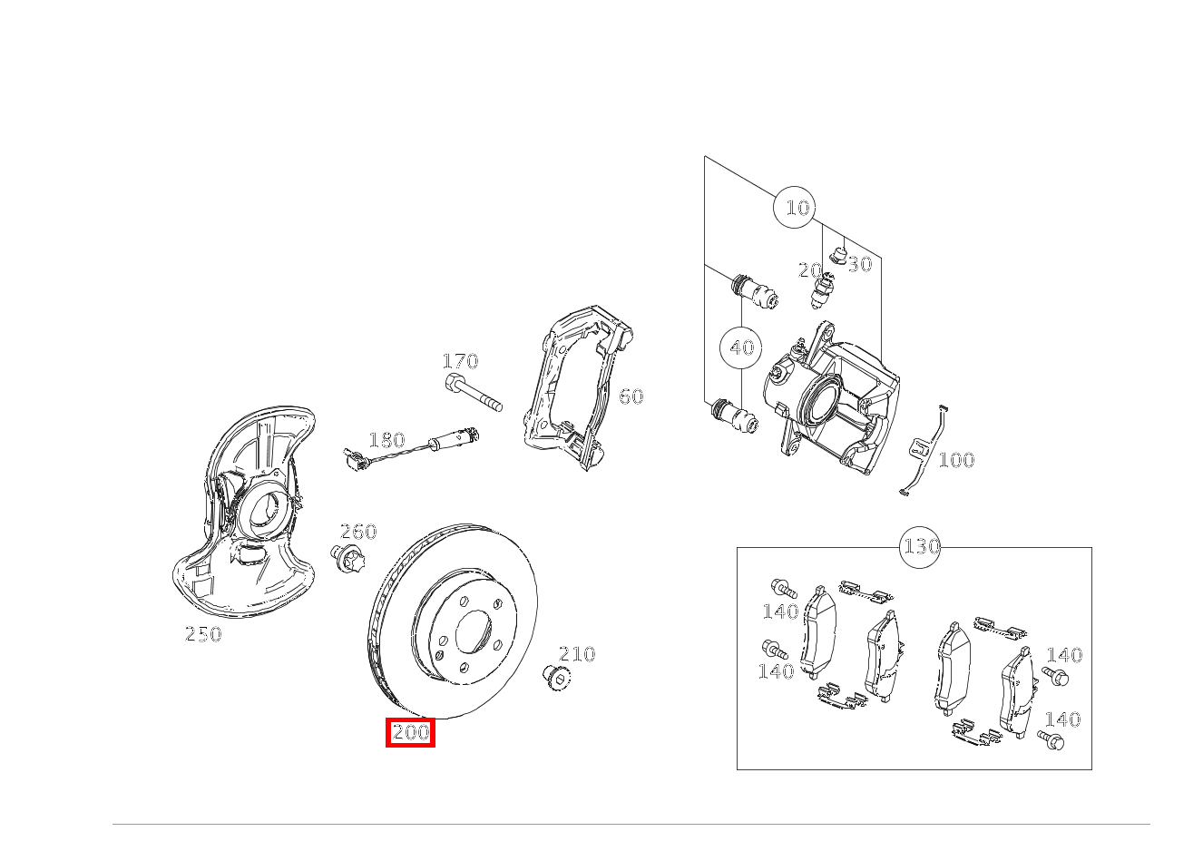 Bremsscheibe belüftet Vorn rechts E 300 Coupé 207