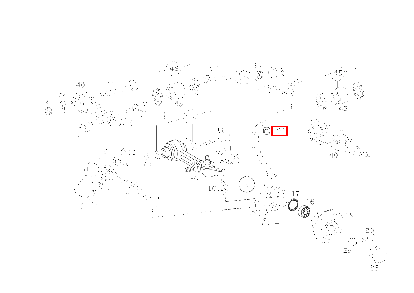 Sechskantmutter QUERLENKER OBEN AN ACHSSCHENKEL; M10 S 350 L 4-MATIC 220