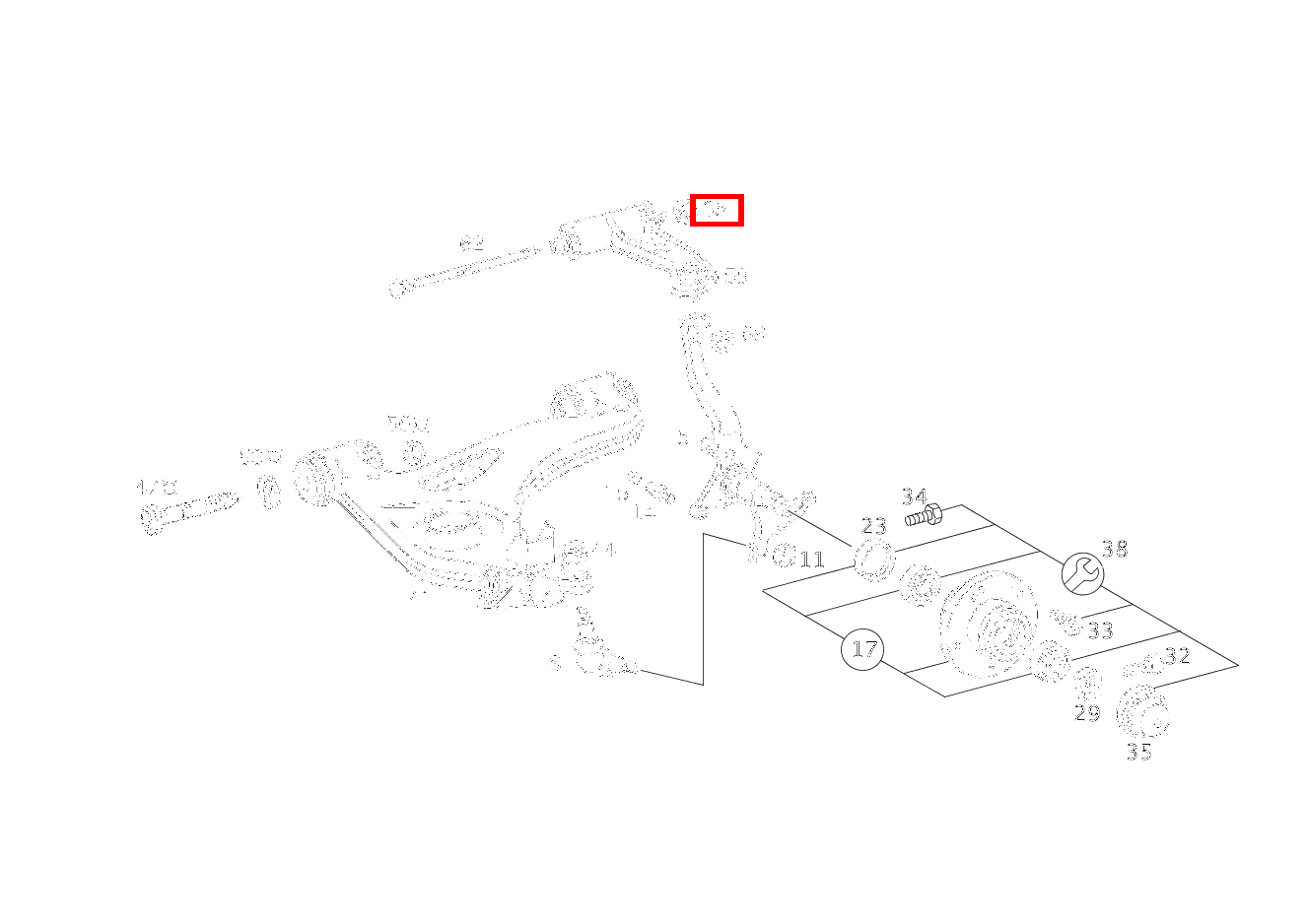 Mutter QUERLENKER OBEN AN RAHMEN; M10 C 200 T CDI 202