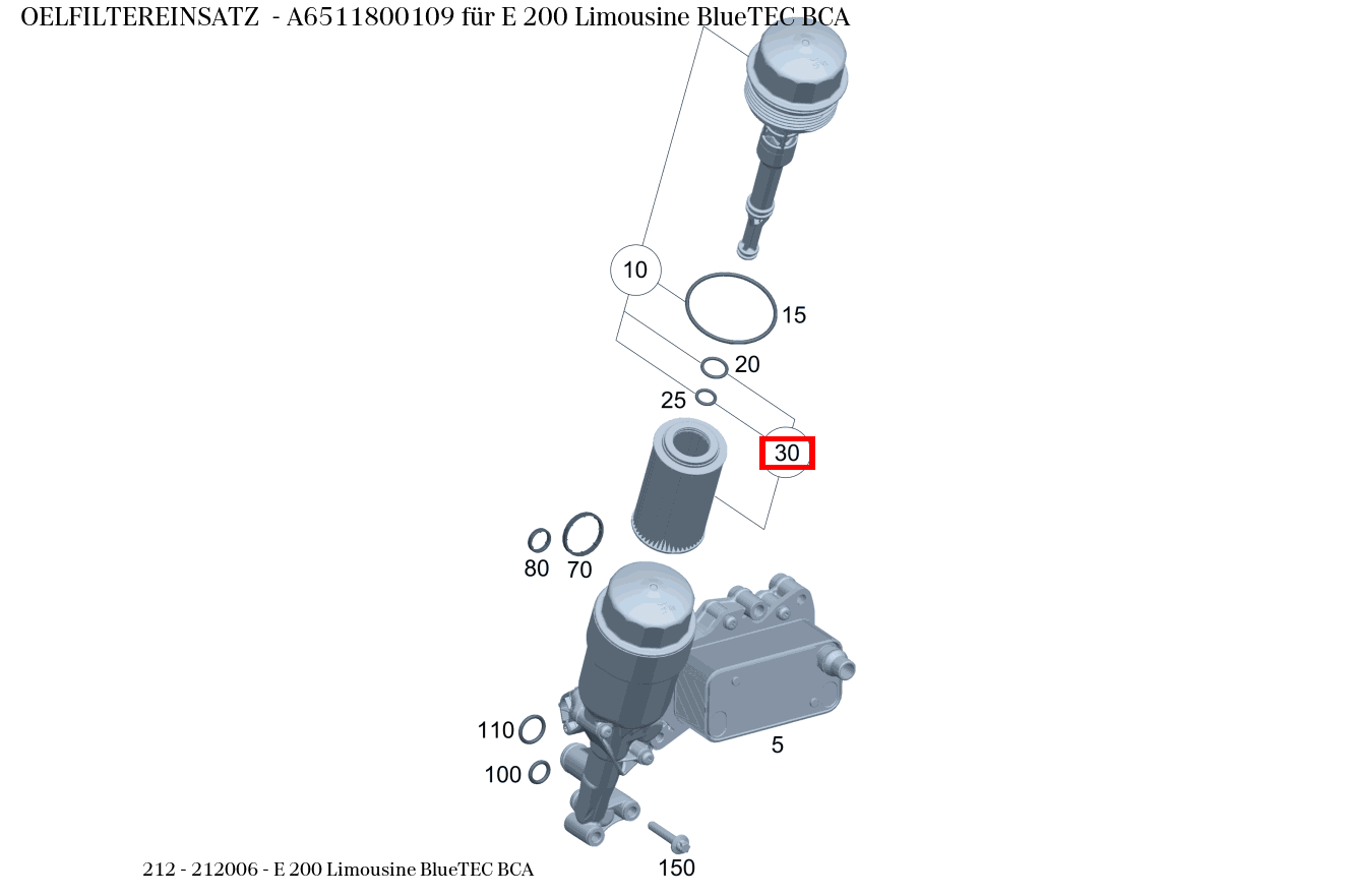 Ölfiltereinsatz E 200 Limousine BlueTEC BCA 212 Ölfiltereinsatz E 200 Limousine BlueTEC BCA 212