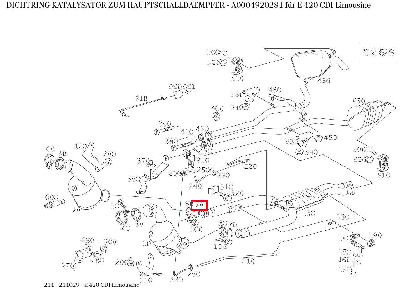 Dichtring KATALYSATOR ZUM HAUPTSCHALLDAEMPFER E 420 CDI Limousine 211