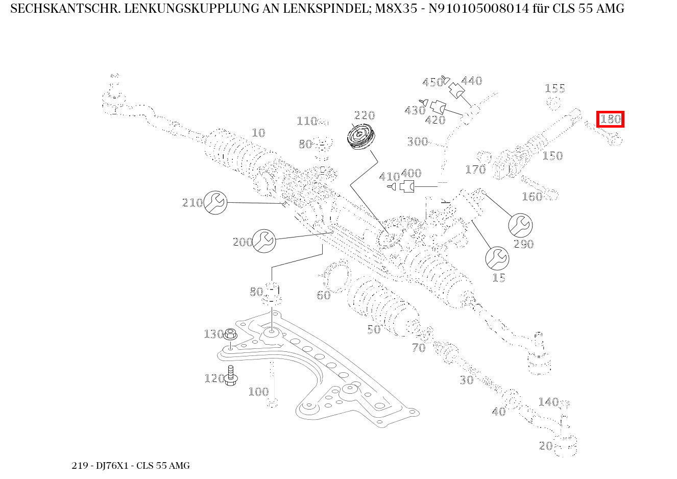 Sechskantschraube LENKUNGSKUPPLUNG AN LENKSPINDEL; M8X35 CLS 55 AMG 219 Sechskantschraube LENKUNGSKUPPLUNG AN LENKSPINDEL; M8X35 CLS 55 AMG 219
