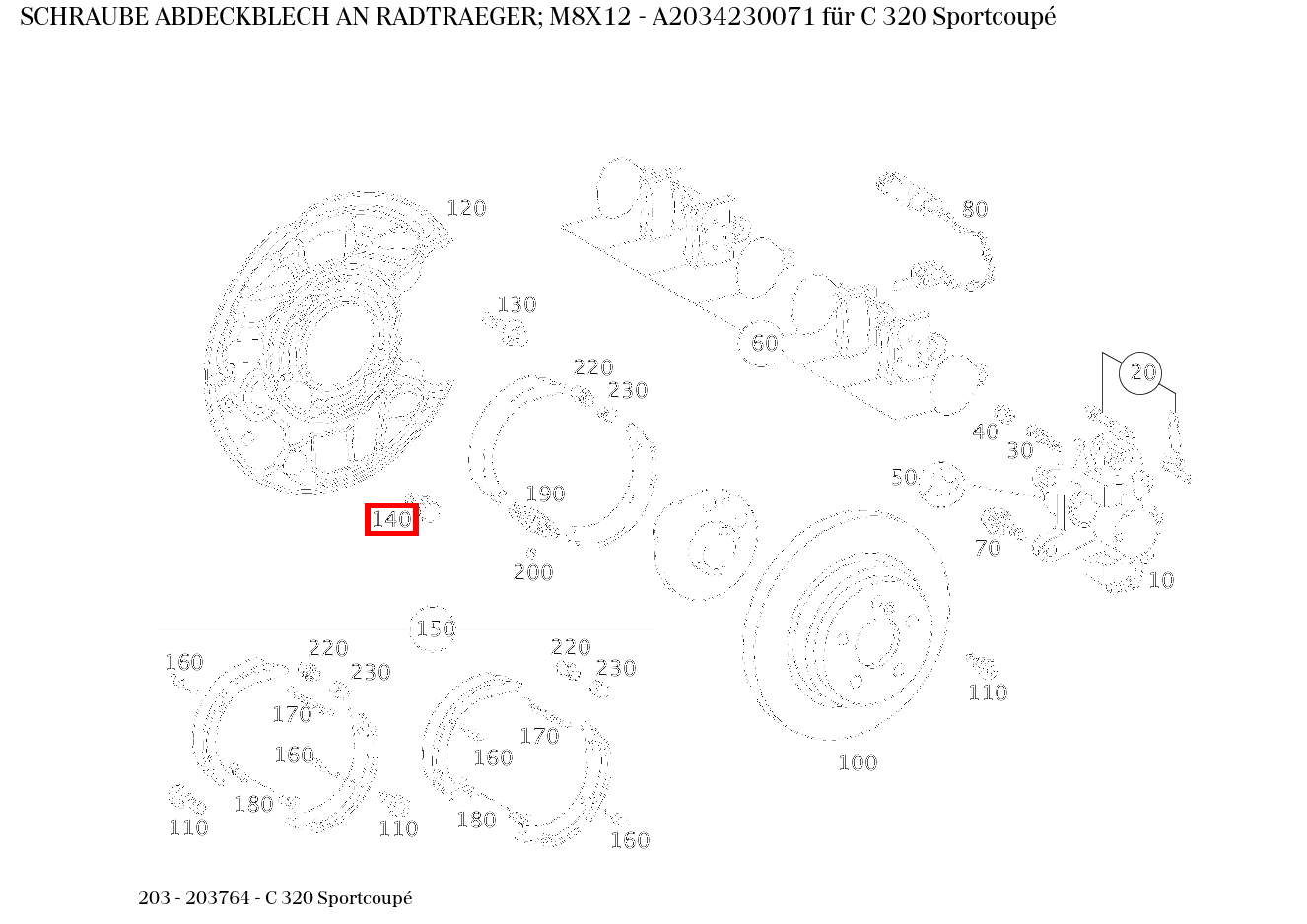Schraube ABDECKBLECH AN RADTRAEGER; M8X12 C 320 Sportcoupé 203
