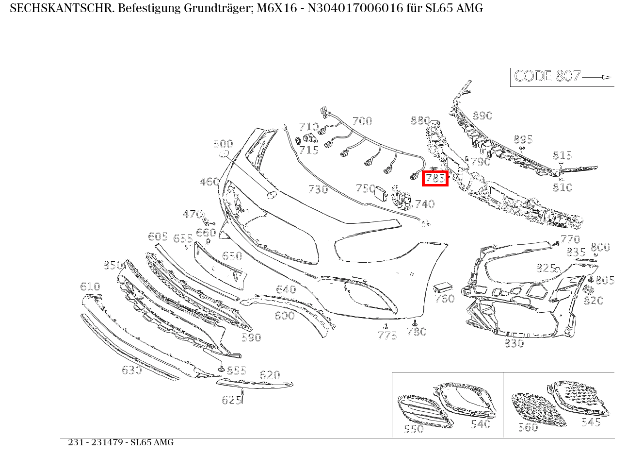 Sechskantschraube Befestigung Grundträger; M6X16 SL65 AMG 231 Sechskantschraube Befestigung Grundträger; M6X16 SL65 AMG 231