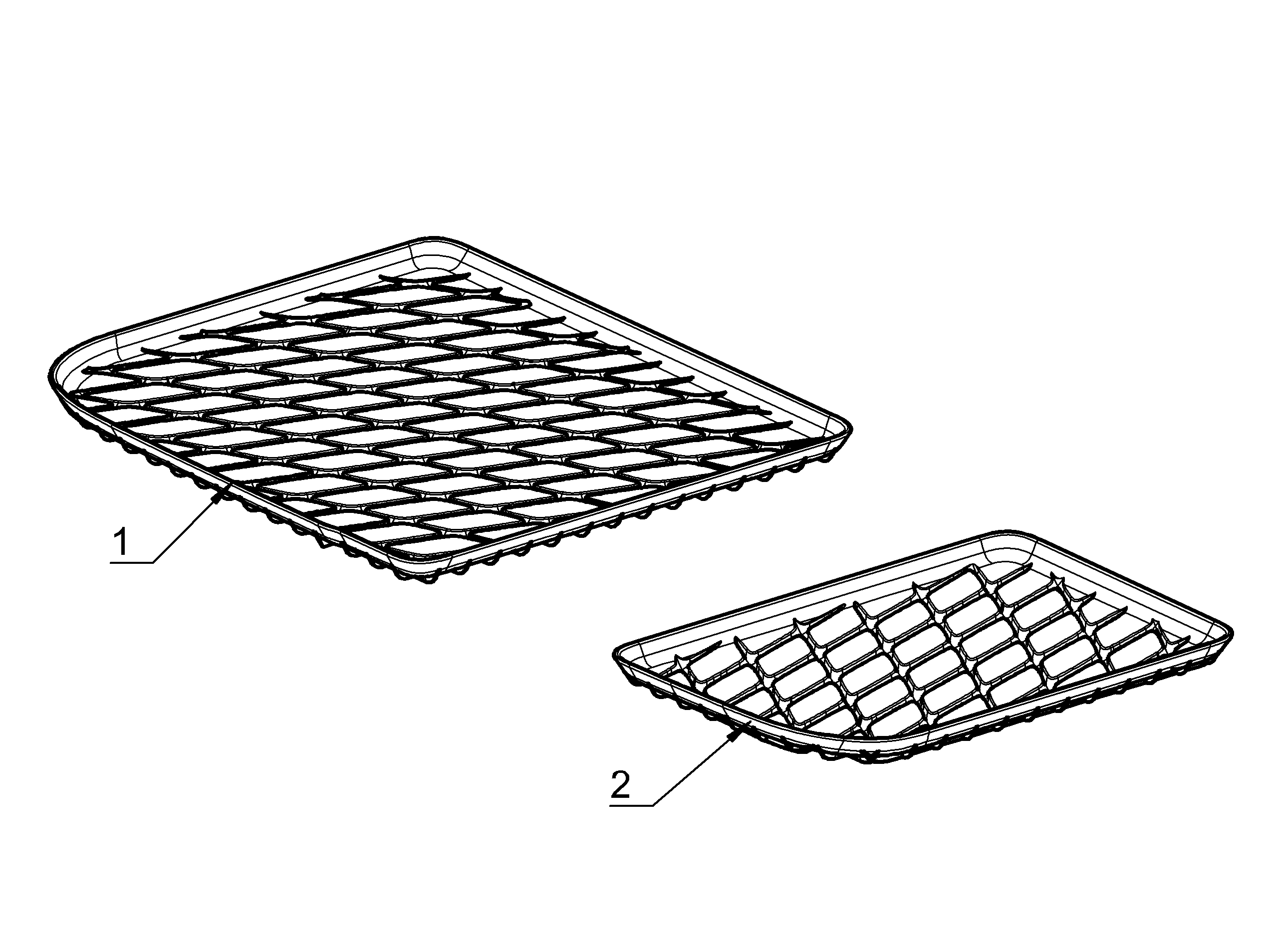 Fußraumschale EQB X243, Dynamic Squares, 3. Sitzreihe, 2-teilig