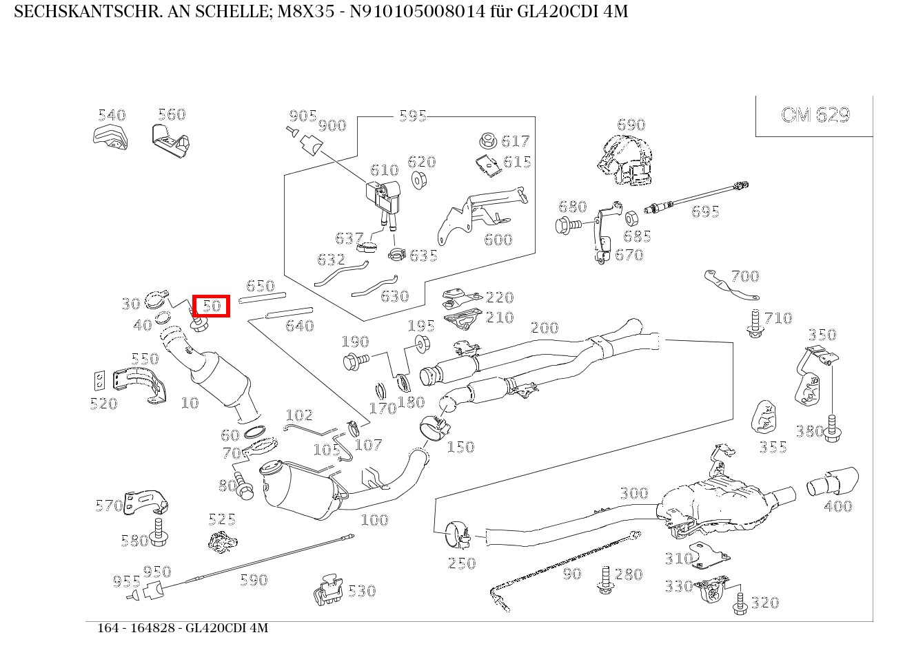 Sechskantschraube AN SCHELLE; M8X35 GL420CDI 4M 164 Sechskantschraube AN SCHELLE; M8X35 GL420CDI 4M 164