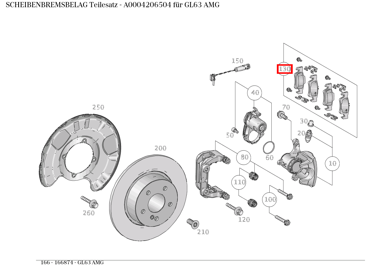 Scheibenbremsbelag Teilesatz GL63 AMG 166 Scheibenbremsbelag Teilesatz GL63 AMG 166