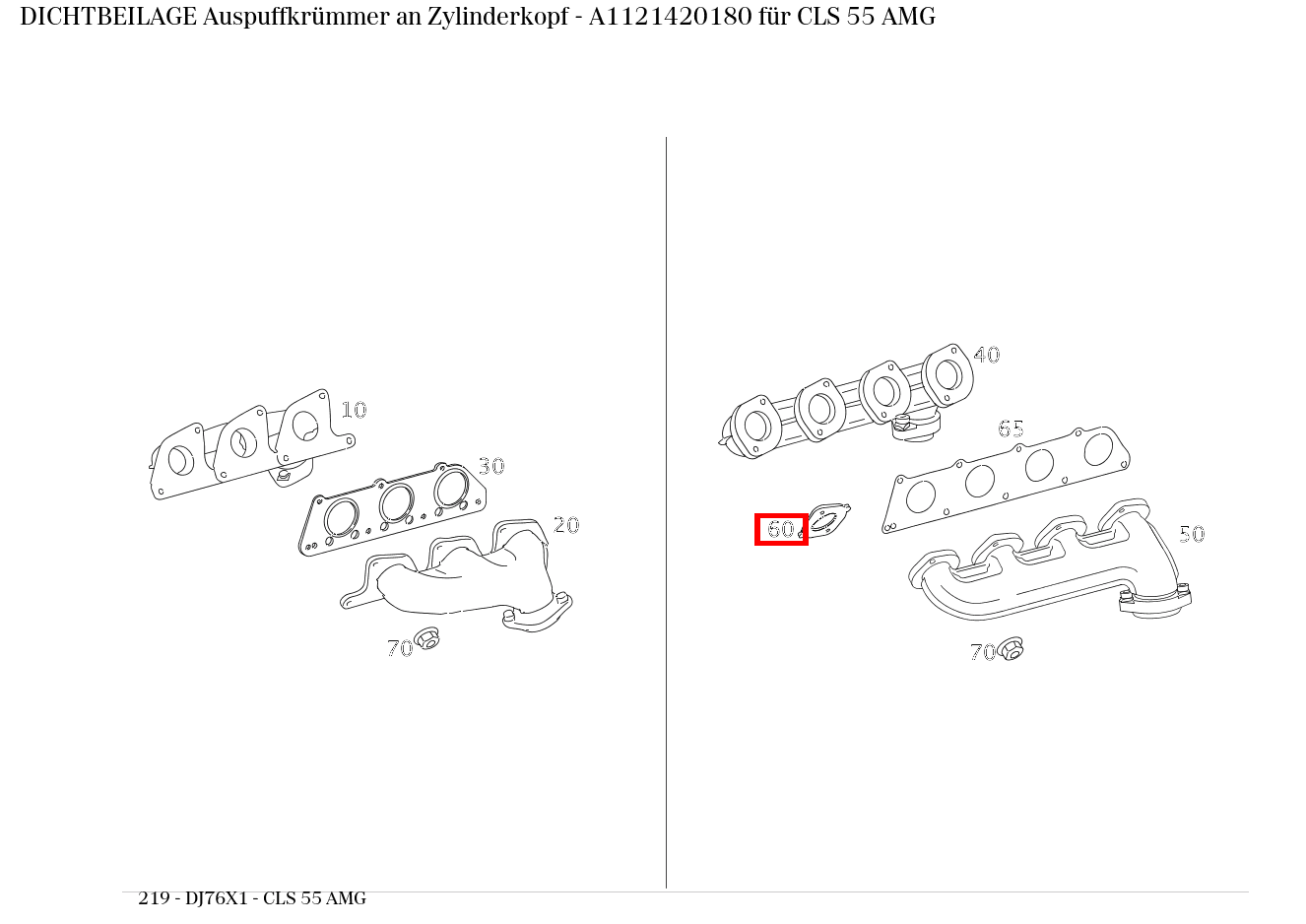 Dichtbeilage Auspuffkrümmer an Zylinderkopf CLS 55 AMG 219