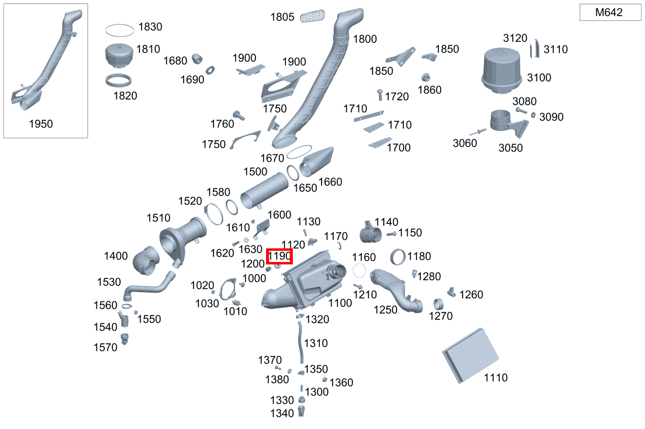 ELASTOMERFORMSTUECK BEFESTIGUNG LUFTFILTERGEHAEUSE G 280CDI 4X4 2850 461