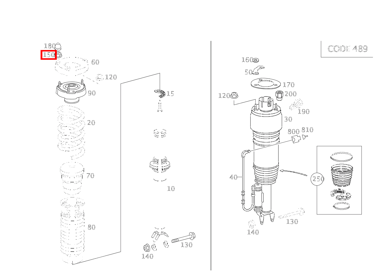 Mutter Stoßdämpfer an Lagerbock oben; M10X1 E 350 T 211
