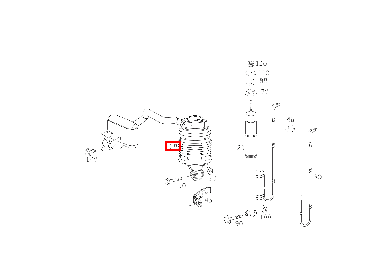 Luftfeder HINTEN LINKS CLS 500 Coupé 219