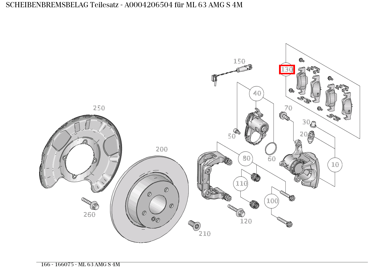 Scheibenbremsbelag Teilesatz ML 63 AMG S 4M 166 Scheibenbremsbelag Teilesatz ML 63 AMG S 4M 166