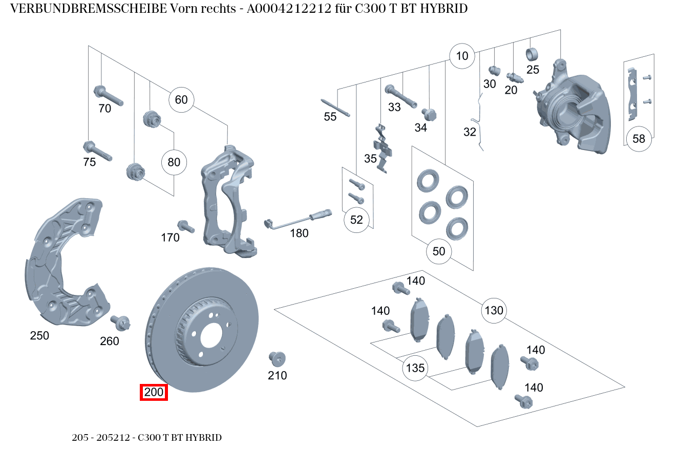 Verbundbremsscheibe Vorn rechts C300 T BT HYBRID 205