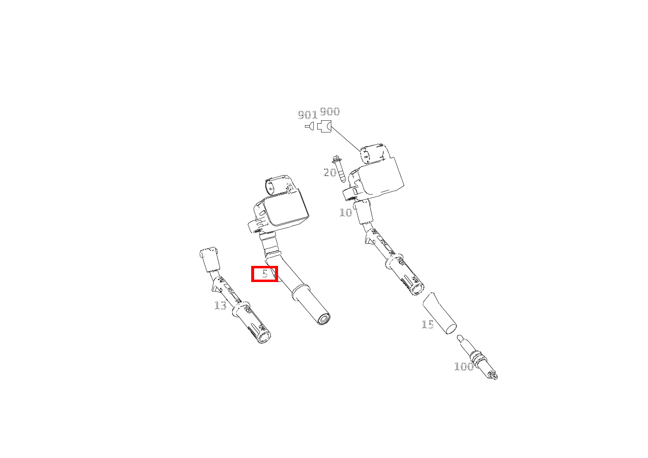 Zündspule Zylinder 3; mit Schutzschlauch ML/GLE 350 4MATIC 166 Zündspule Zylinder 3; mit Schutzschlauch ML/GLE 350 4MATIC 166