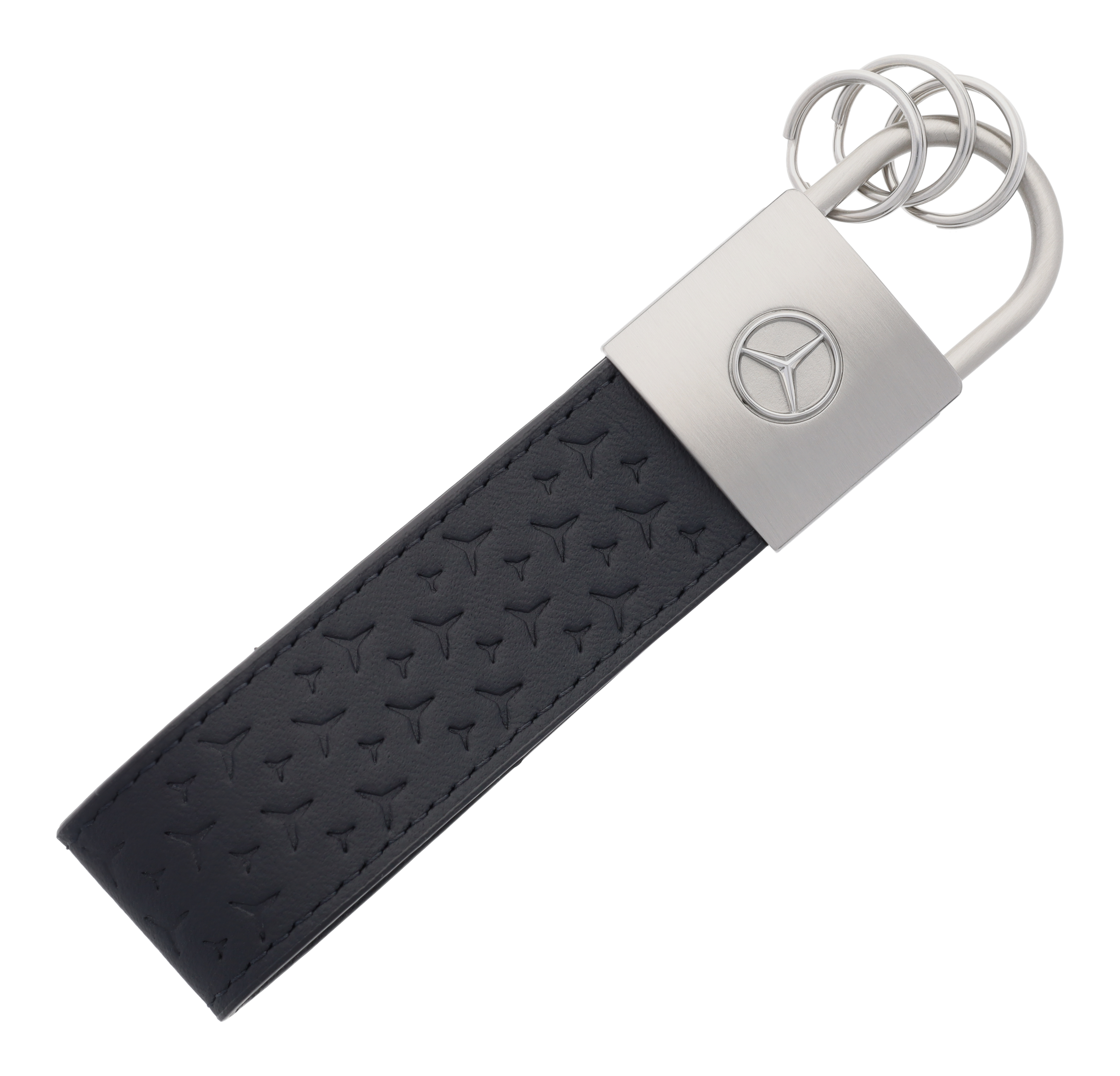 Schlüsselanhänger, Upcycling schwarz, Edelstahl / Rindleder