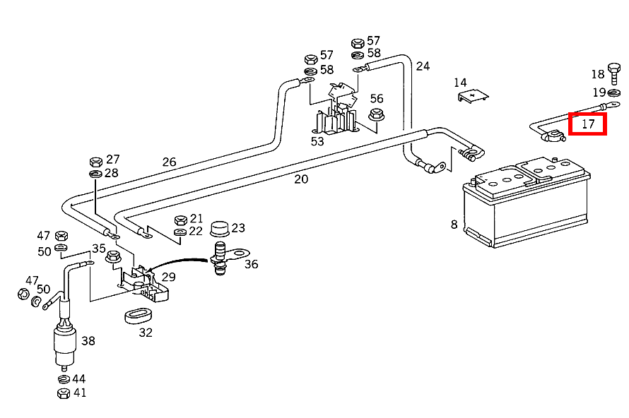 Masseleitung BATTERIE-MINUSPOL ZUR MASSE S 350 Turbodiesel 140 Masseleitung BATTERIE-MINUSPOL ZUR MASSE S 350 Turbodiesel 140