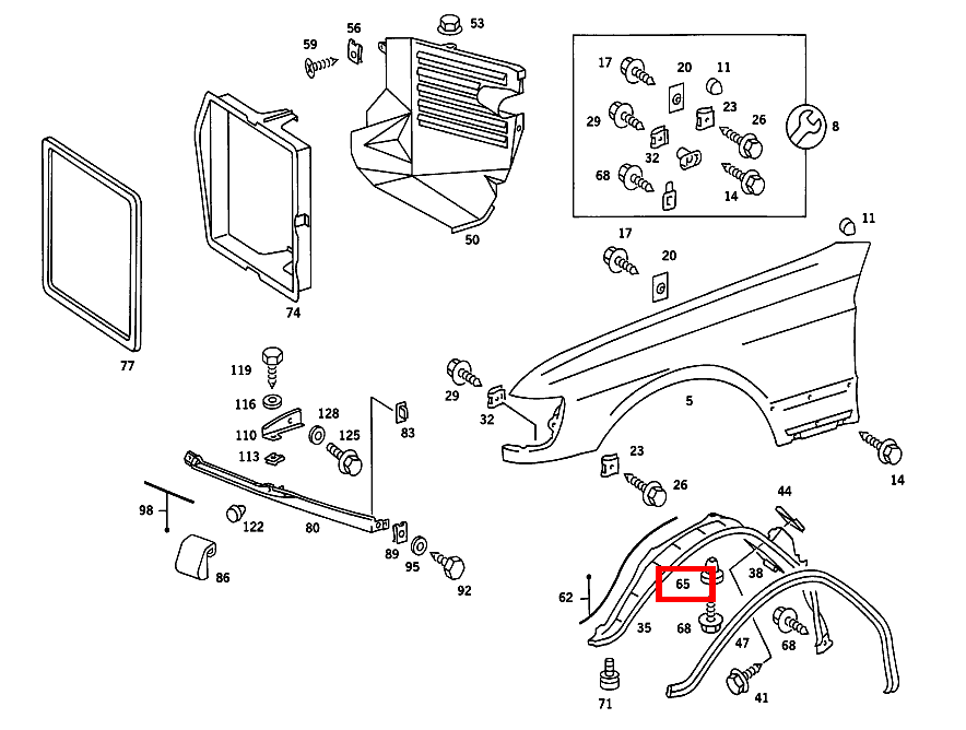 Dübel TRENNWAND AN RADEINBAU 420 SEC COUPE mit Automatic 126