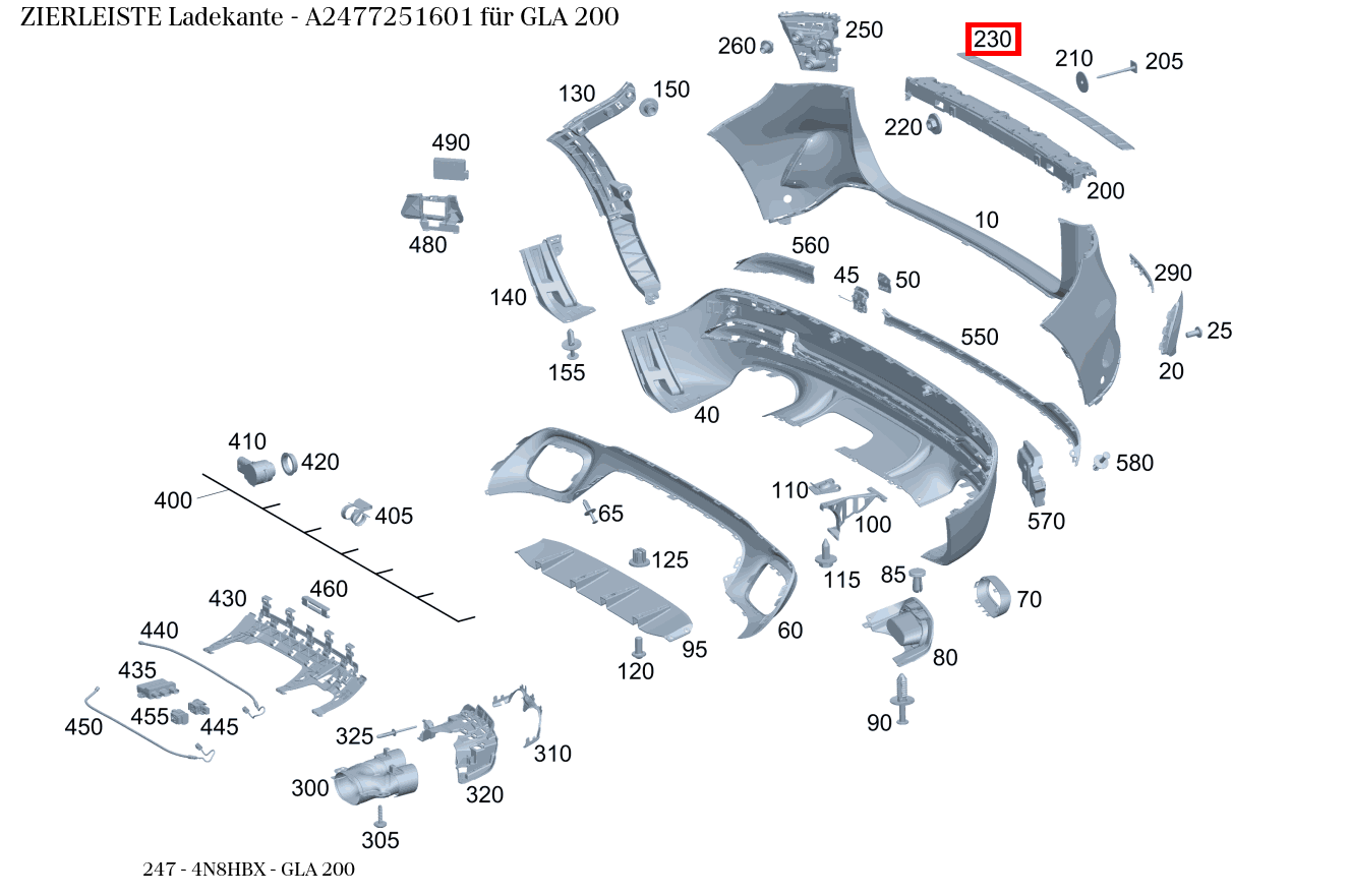 Zierleiste Ladekante GLA 200 247