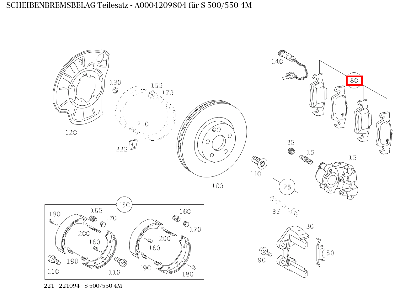 Scheibenbremsbelag Teilesatz S 500/550 4M 221 Scheibenbremsbelag Teilesatz S 500/550 4M 221