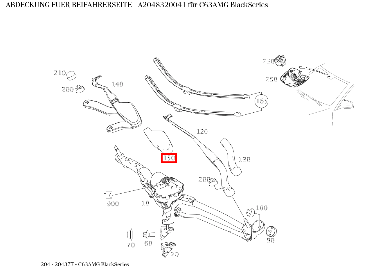 Abdeckung FUER BEIFAHRERSEITE C63AMG BlackSeries 204