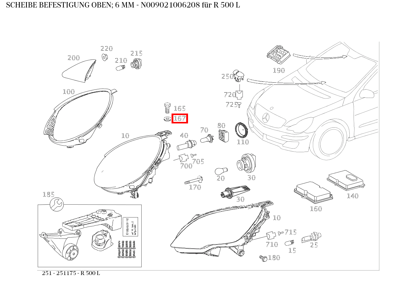 Scheibe BEFESTIGUNG OBEN; 6 MM R 500 L 251