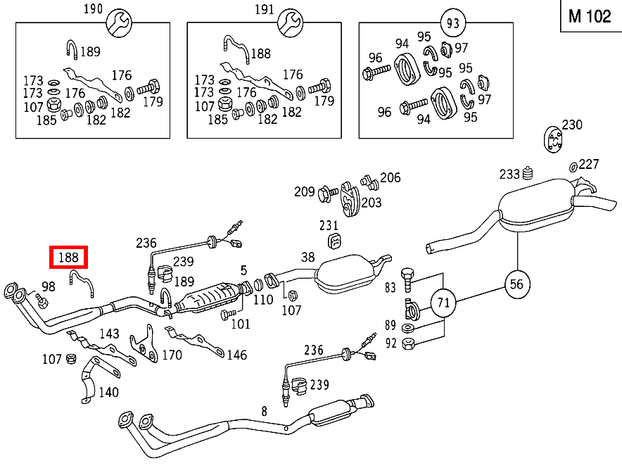 Spannbügel AUSPUFFROHR VORN AN HALTER B 180 247