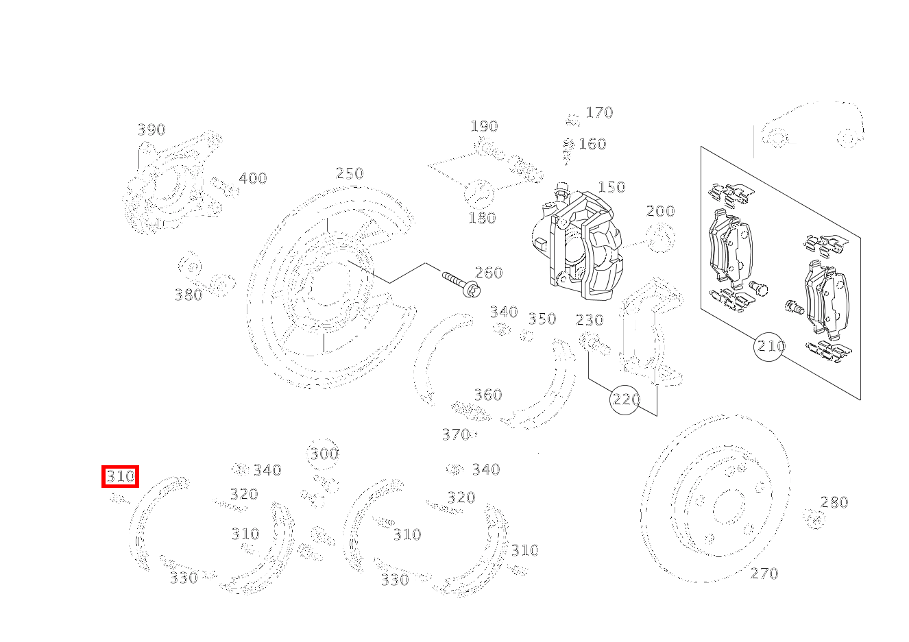 Zugfeder BREMSBACKEN AN ABDECKBLECH A 210 L EVOLUTION 168