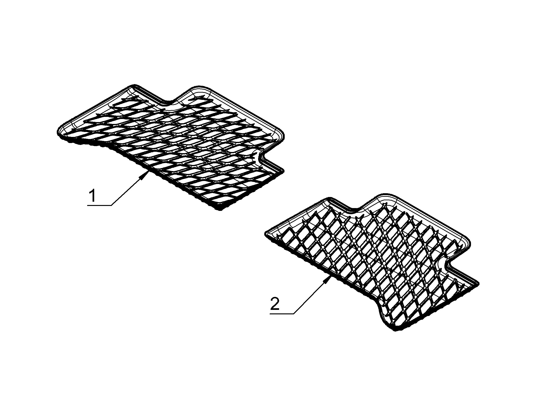 Fußraumschale EQA H243, Dynamic Squares, Fond, 2-teilig
