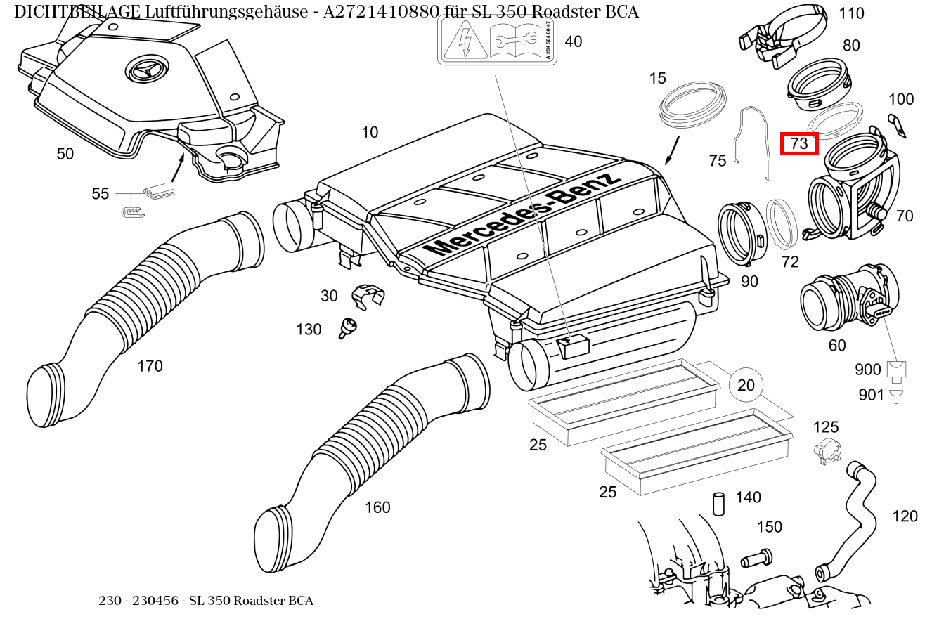 Dichtbeilage Luftführungsgehäuse SL 350 Roadster BCA 230